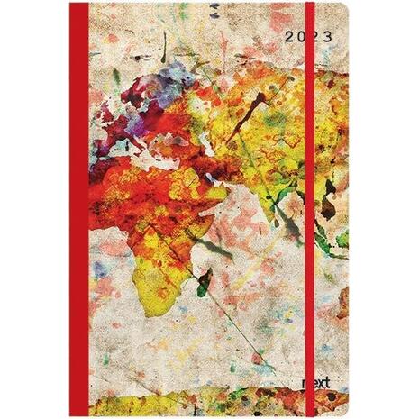 Ημερολόγιο ημερήσιο NEXT Trends flexi με λάστιχο 14x21cm 2023 World map 02039-05